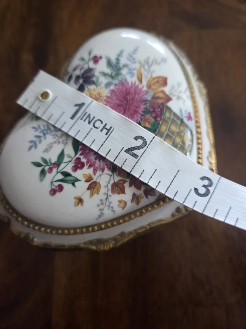 Vintage Sankyo Heart Shaped Porcelain Music Box - 